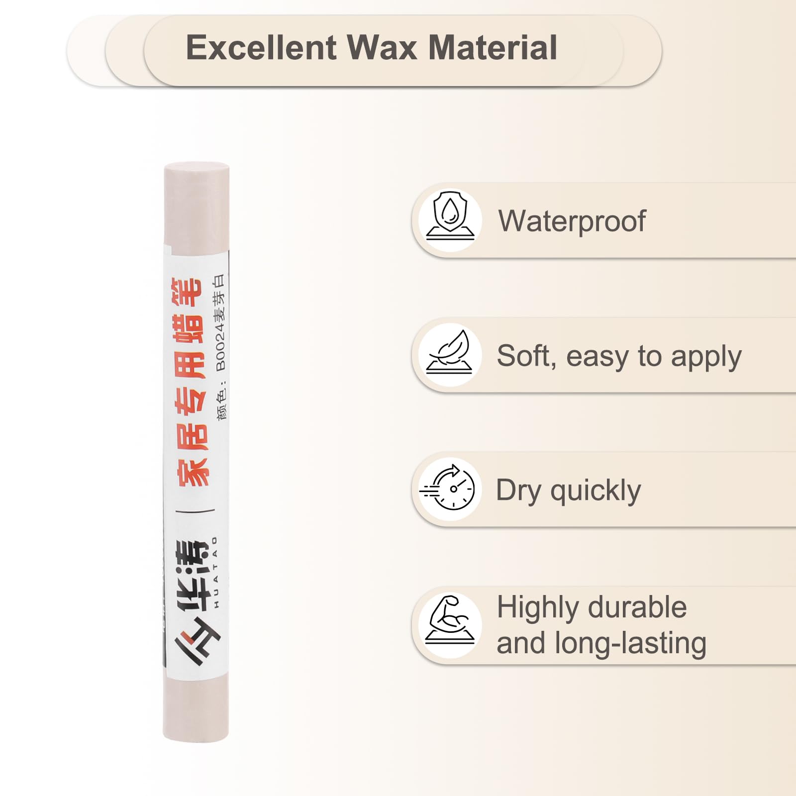 PATIKIL Furniture Repair Crayons, 6 Pcs Wax Wood Filler Sticks Wood Wax Crayons for Scratches Wood Floor, Holes, Tables, Beige - Image 3