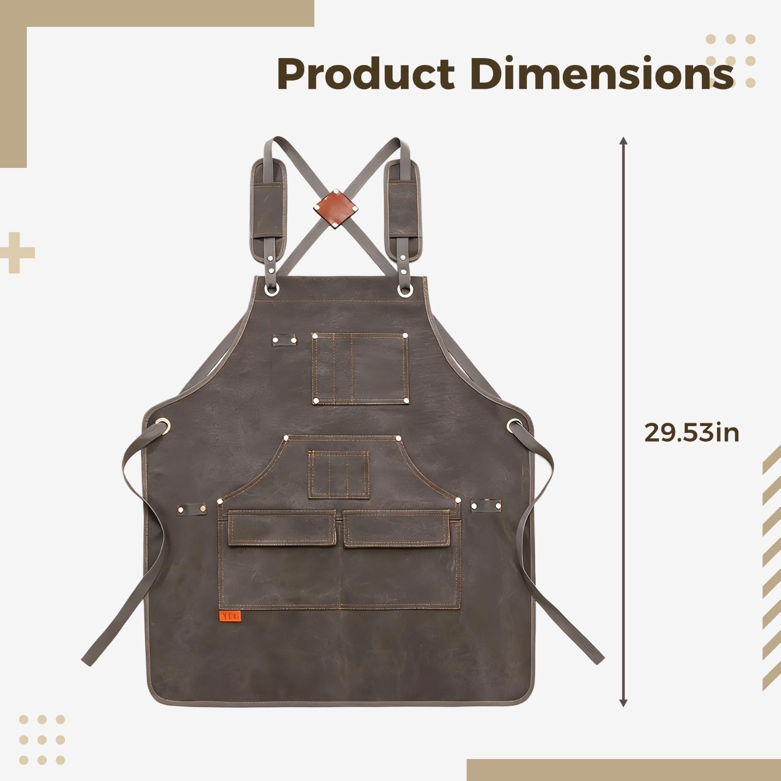 Delantal de trabajo simple con bolsillos, delantal de lona, ligero y ajustable