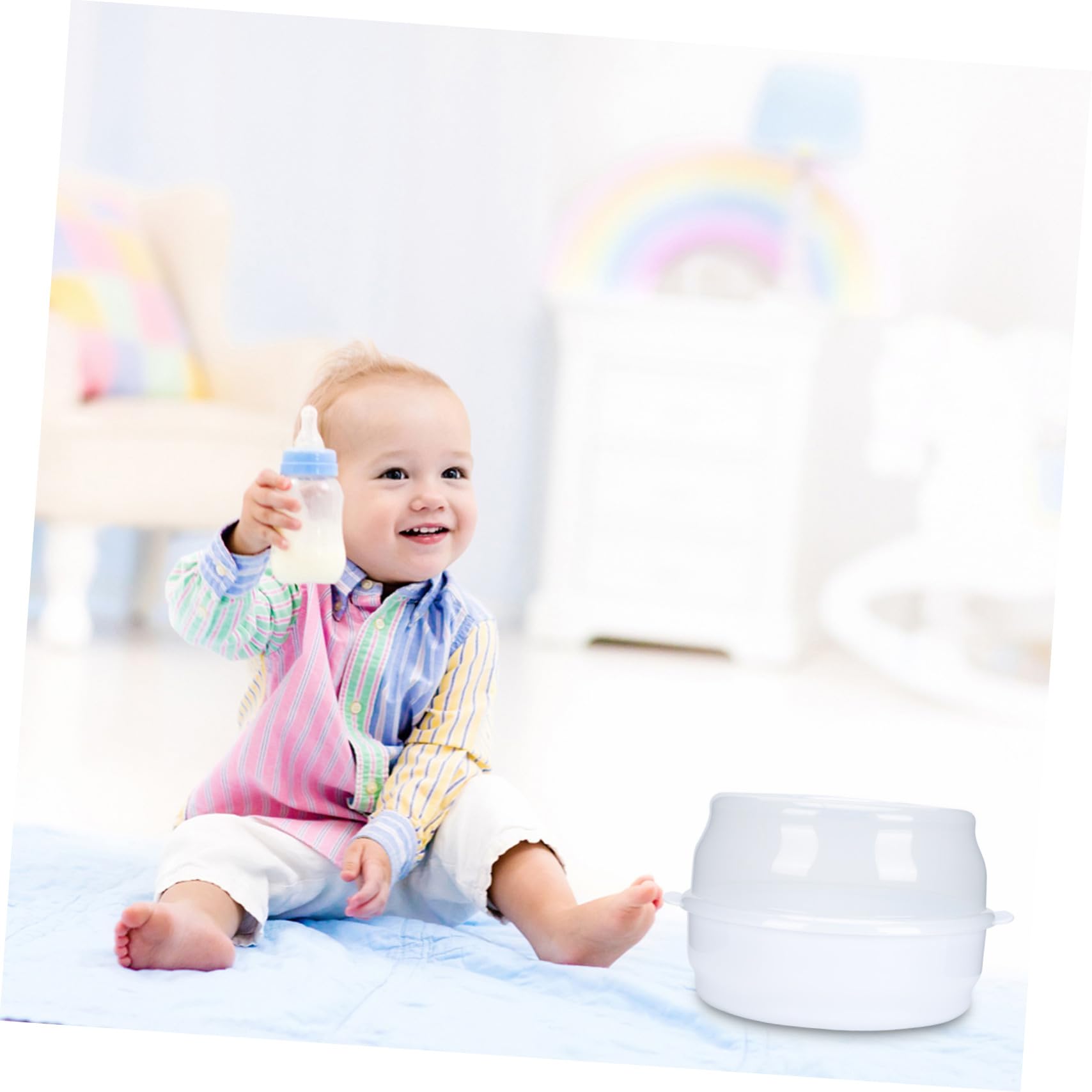 Caja Esterilizadora para Biberones de Microondas Portátil de Color Claro