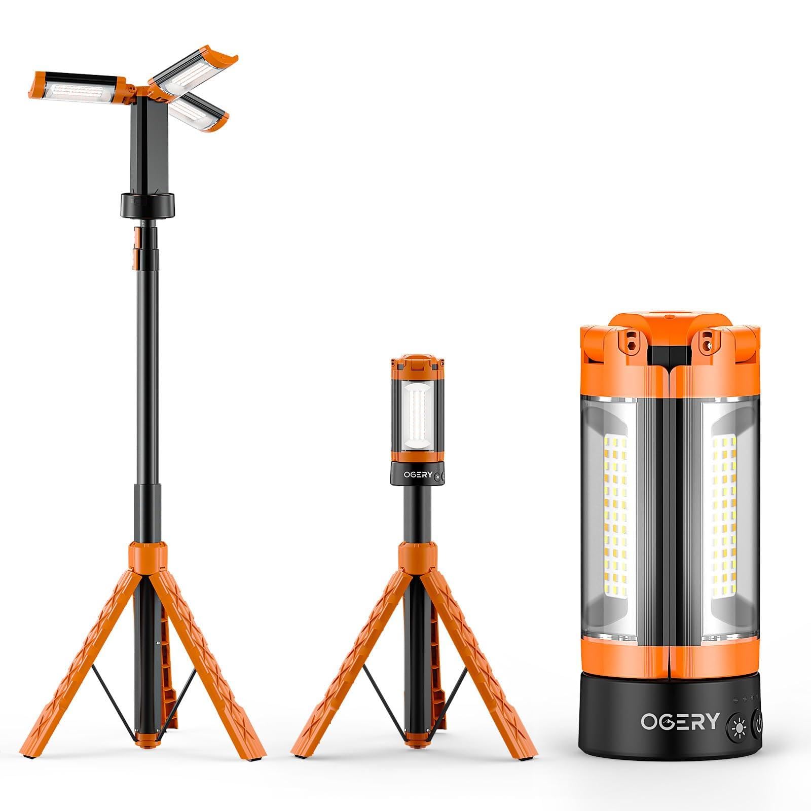 OGERY Rechargeable 10000mAh Camping Light with Stand 6.5 ft Max