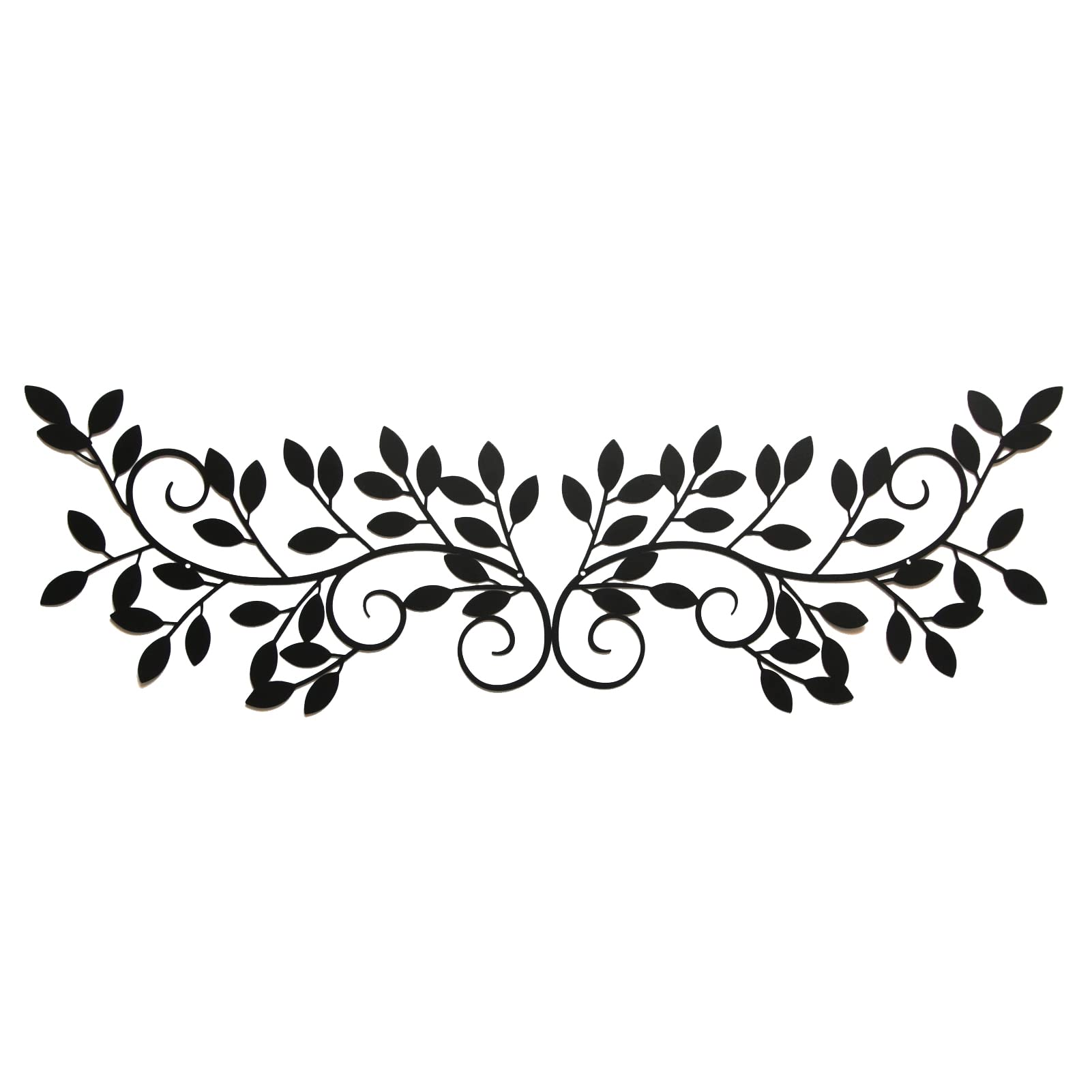 ESTART 2 Pieces Metal Tree Leaf Wall Decor Vine Olive Branch Leaf Wall Art Ornament Wall Hanging Sign for above Door, Living Room, Office, Indoor and Outdoor Decoration (Black)