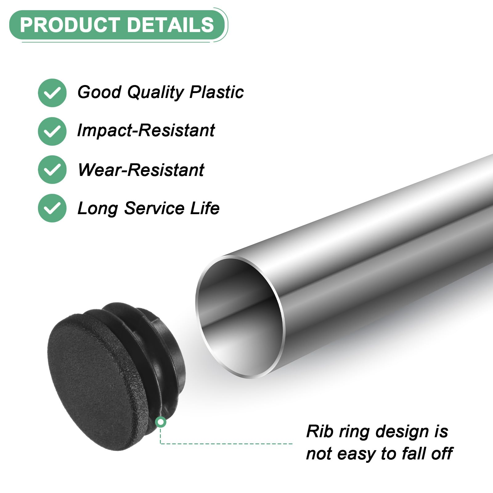 M METERXITY 50-Pack Round Plastic Hole Plugs, 1" (25mm) Plastic Tubing End Caps for Patio/Chairs/Fences, Metal Tubing Leg Cap - Image 2
