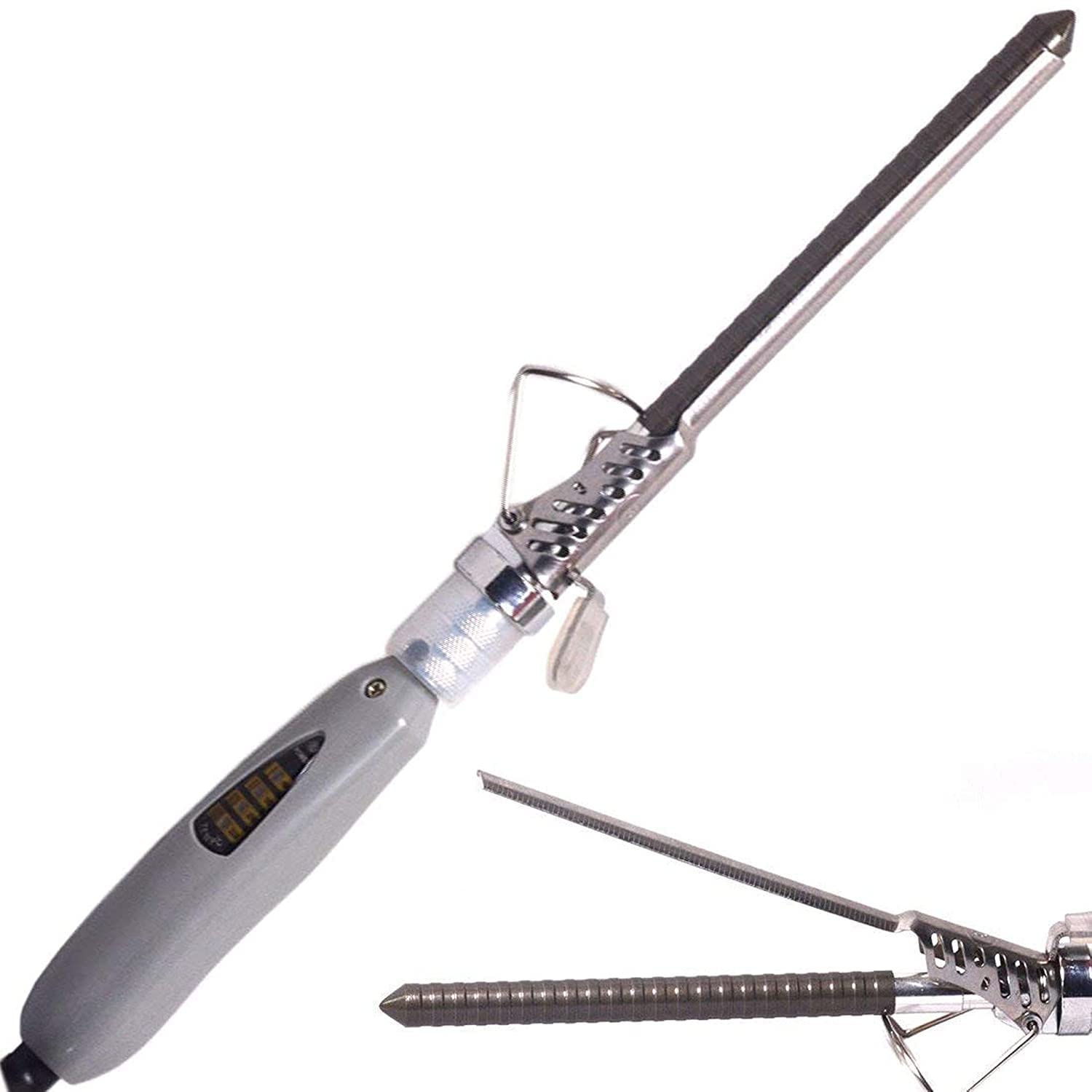 Hair Curler Professional Cereamic coated plates With Iron Rod For Women Hair Curler Stick Brush Styler with 4 Temperature Control With Power Cord Hair Curler Stick (Silver)