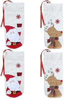 NUOBESTY 4 szt. brzydki sweter Boże Narodzenie butelki wina pokrowce z włókniny butelka szampana torba na prezent srebrny stojak dekoracja świąteczna na stół obiadowy