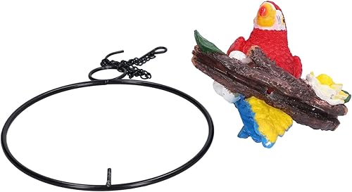 Miniatura 6 de Pwshymi Colgante de jardín de guacamayos, anillo sintético para colgar, escultura de loros para camino, patio, césped, vida al aire libre
