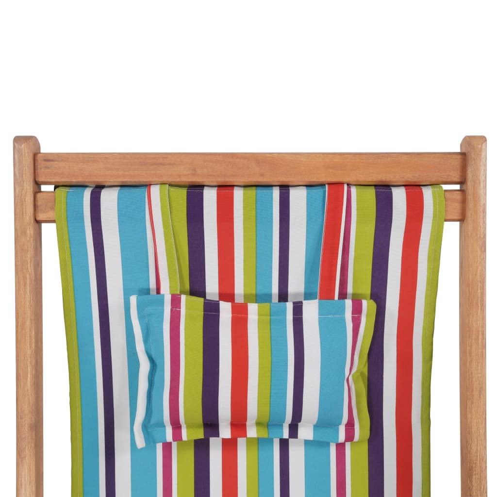 vidaXL Silla Plegable de Tela y Estructura de Madera Multicolor