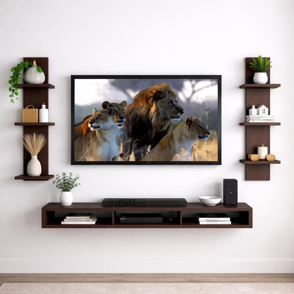 Designer Wall TV Panel with Storage Shelves for Living Room Décor-image-11