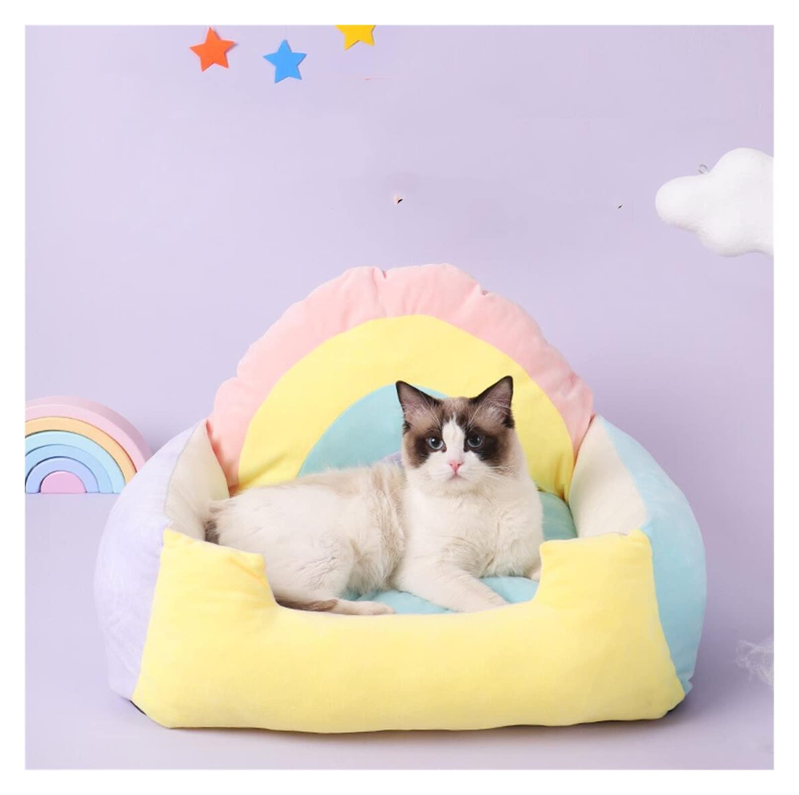 Panier pour chat fermé anti-stress - Lit douillet chaud contre le froid