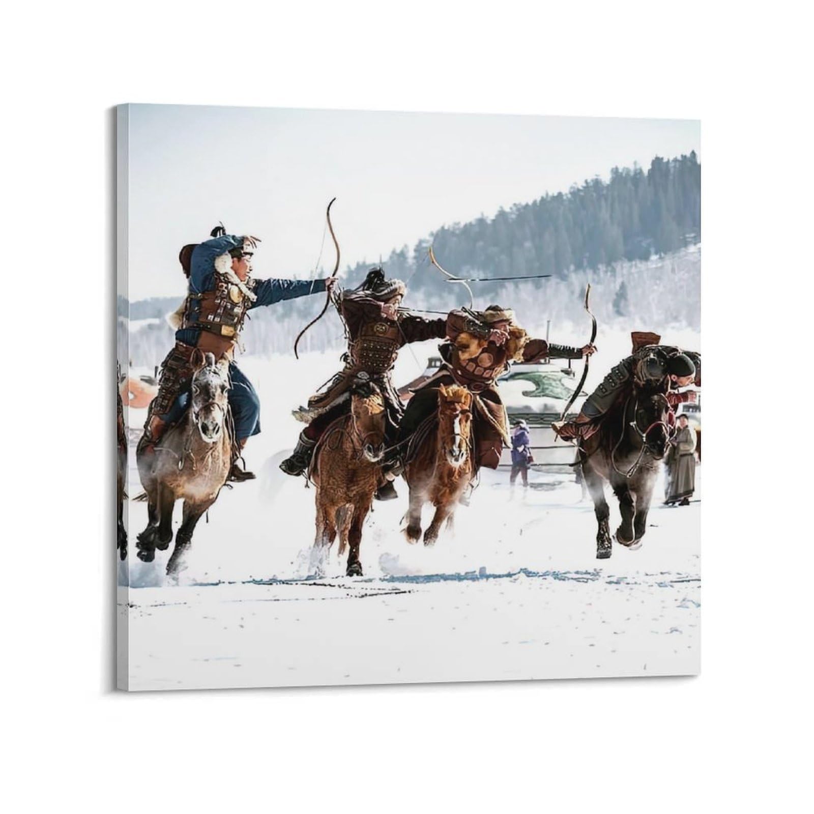 OKAHYS Mongolian Knight Poster Archery on Horseback Decorative Painting Canvas Wall Artworks Picture 12x12inch(30x30cm)