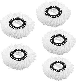 5PCS White Microfiber Replacement Mop Head Spin Mop Head Replacement 5-Pack, Microfiber Refill Heads Universal for 360 Spin Magic Mopping, Round Shape Standard Size