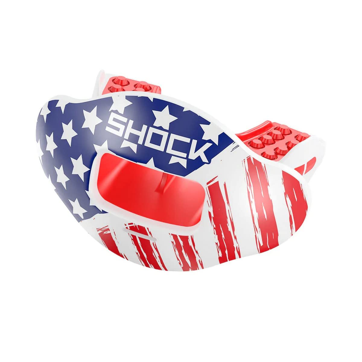 Shock DoctorMax Airflow Lip Guard, Full Mouth Protection Compatible with Braces, Lip Guard, Instant Fit Mouthguard for Football, Hockey, Lacrosse OSFA, Stars and Stripes