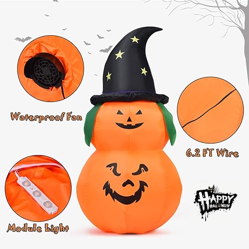 Miniatura 6 de Tangkula Fantasma inflable de Halloween de 5 pies, decoración colgante inflable con 2 luces LED integradas y potente soplador, decoración de fiesta