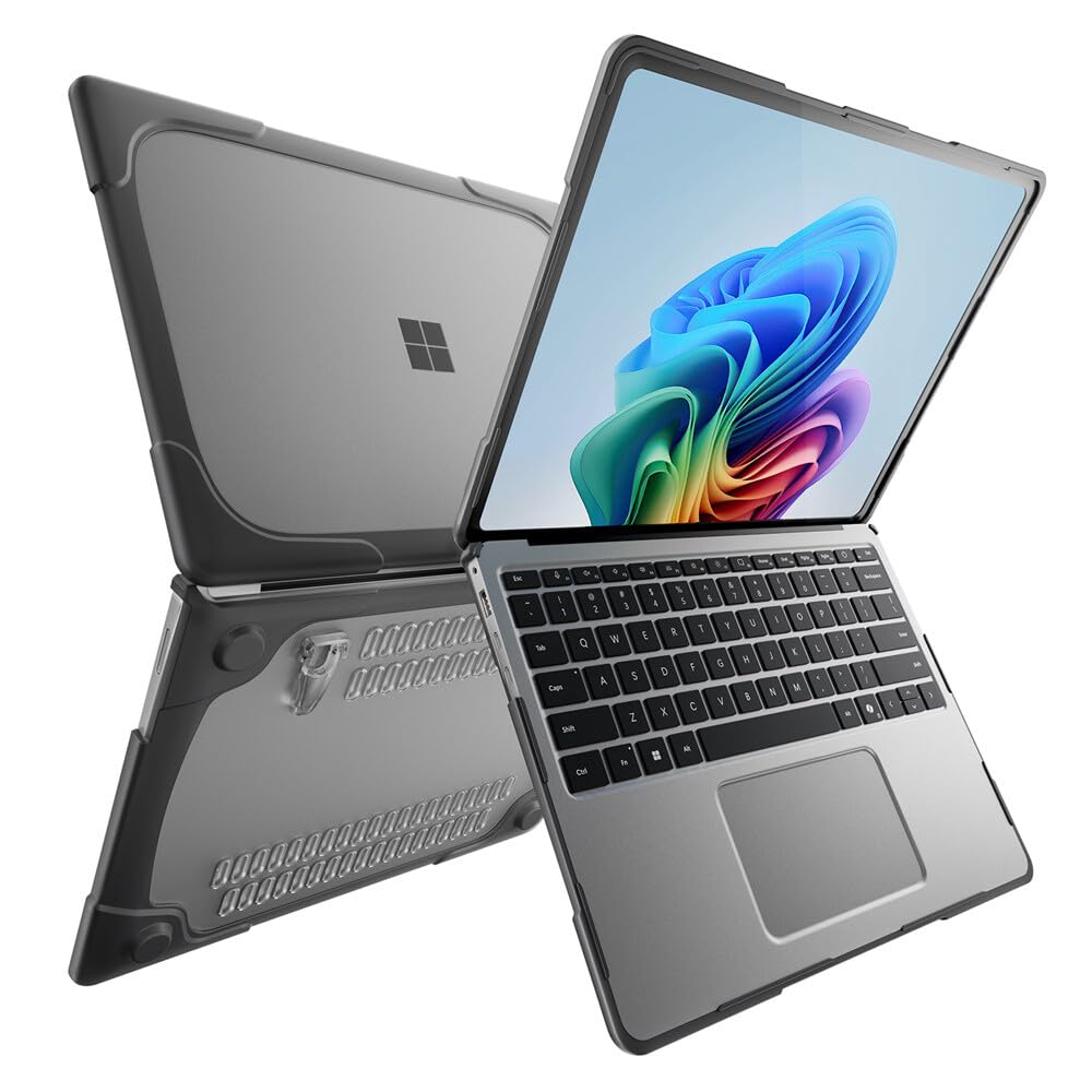Funda compatible con Microsoft Surface Laptop Go2 de 12.4 pulgadas 2013 (color: gris), marco de parachoques delantero y trasero, funda rígida transparente con tapa
