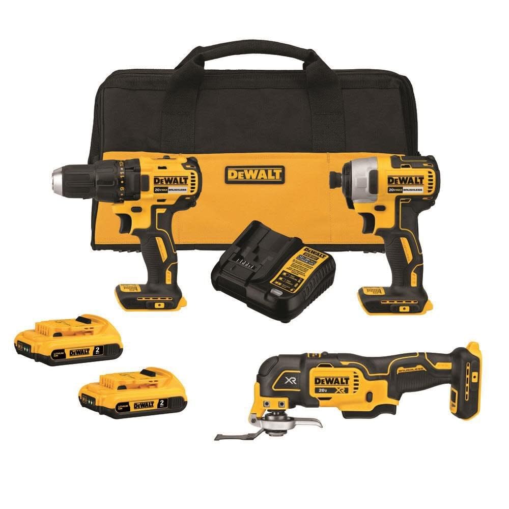 DEWALT 20V MAX Brushless Kit: Drill, Impact Driver, Multi-Tool