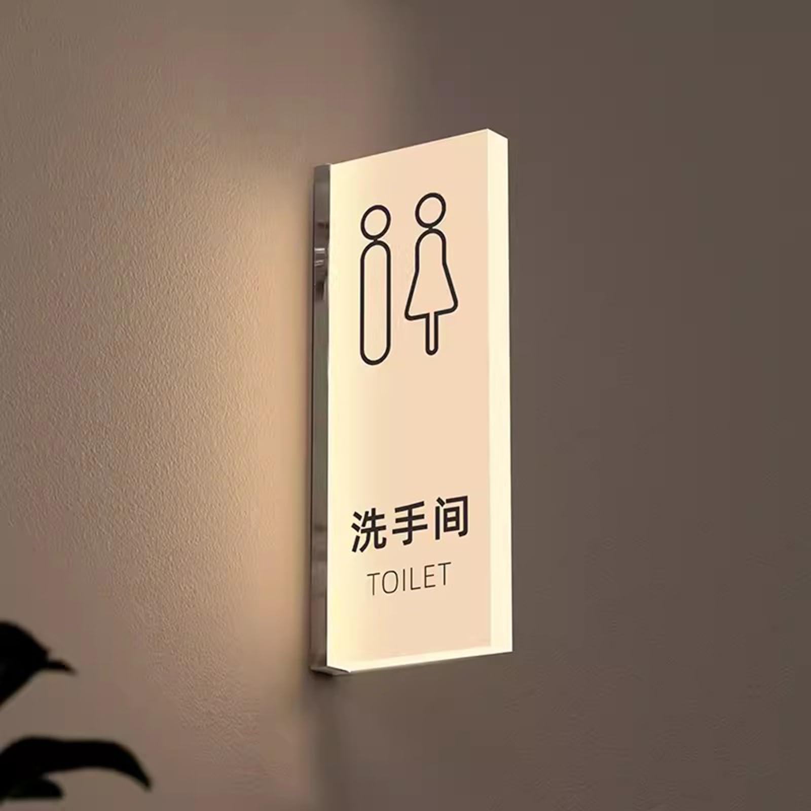 Toilet signage, 26×10.5cm Wall Hanging Light Up Toilet Sign, for Bar Mall Washroom, Public Restrooms Service