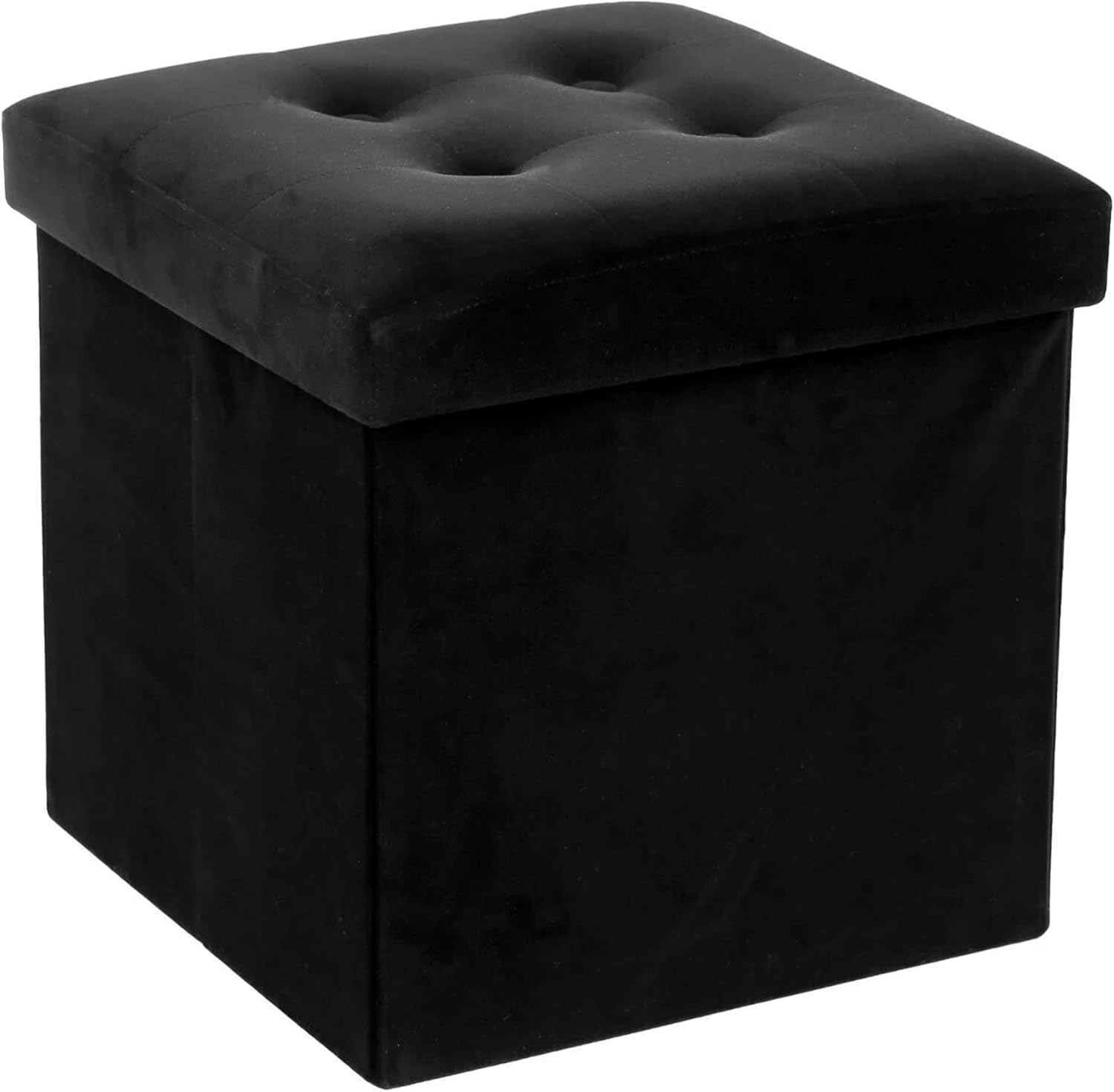 Puf plegable de terciopelo negro