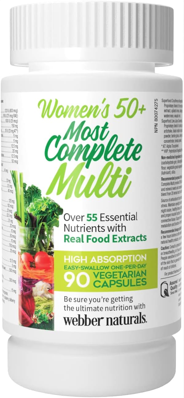 Webber Naturals Women's 50+ Most Complete Multi, 90 Vegetarian Capsules