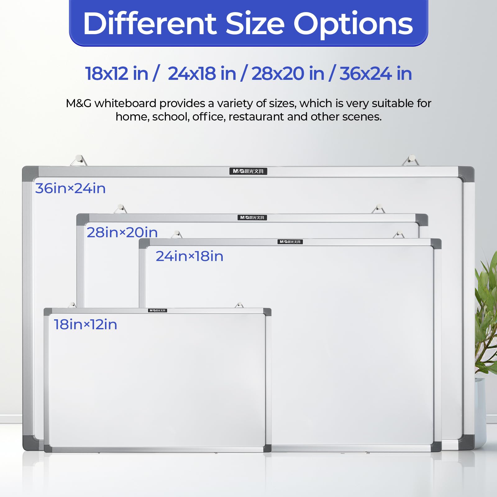 M&G Pizarra blanca de borrado en seco de 24 x 18 pulgadas, pizarra blanca magnética para pared, 2 marcadores, 4 imanes y 1 borrador, pizarra blanca colgante con marco de metal para dibujar,