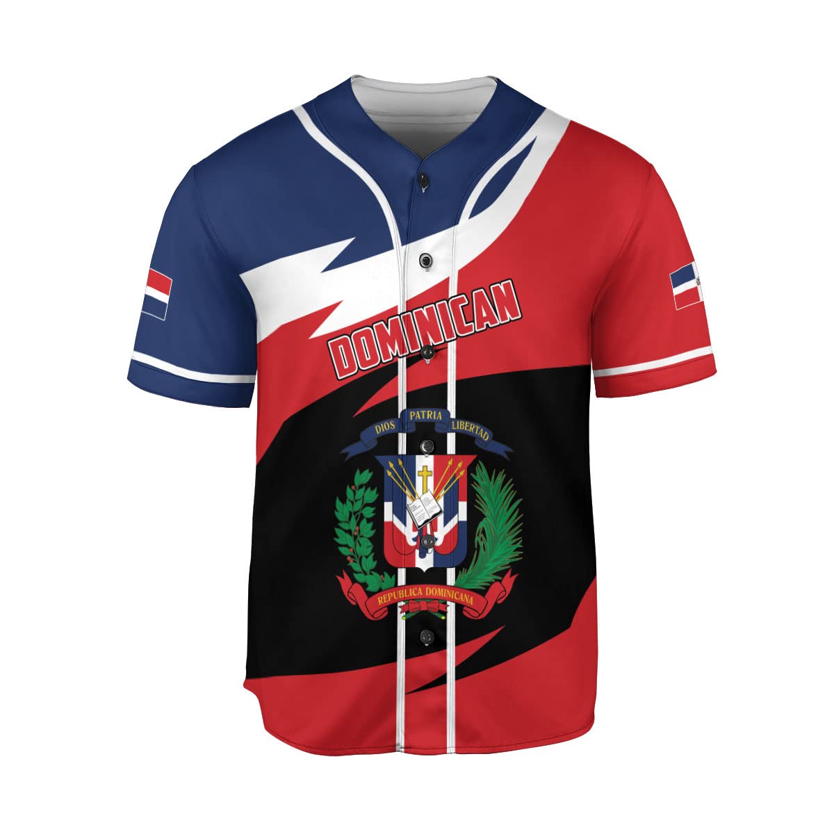 MAPrints Personalized Dominican Republic 3D Baseball Jersey Unisex Republica Dominicana Shirt Dominican Flag Baseball Jersey (Dom 4)