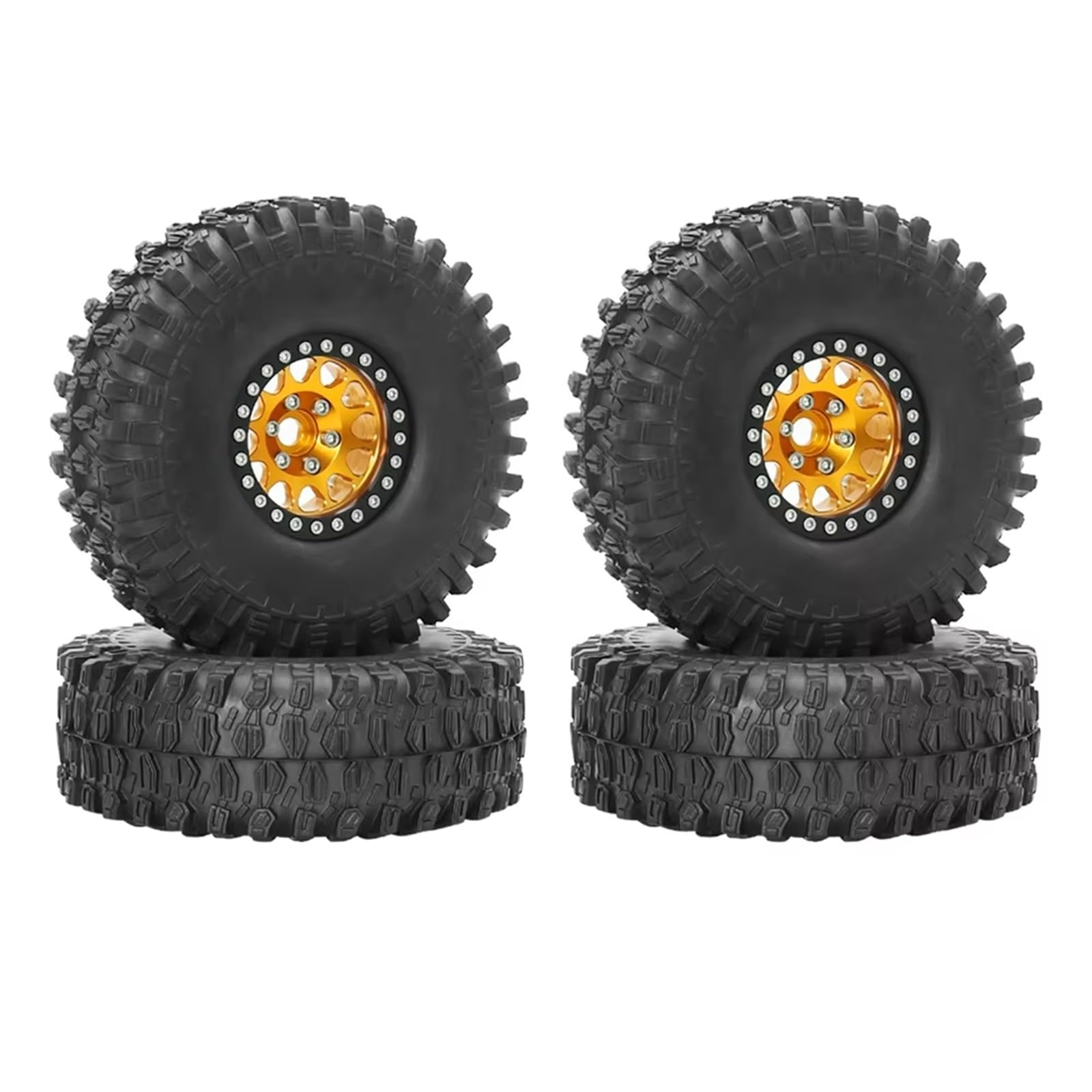 Piezas para Coches RC para Axial SCX10 III AXI03007 90046 TRX-4 para Redcat para Gen 8 Juego De Llantas Metal 1.9 Beadlock para Coche RC Crawler 1/10(Yellow)