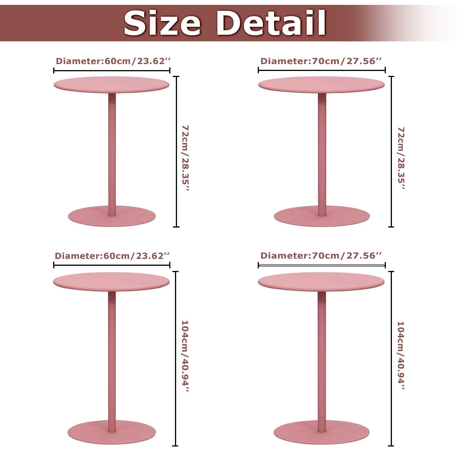 Tavolo da bar rotondo per piccoli spazi, tavoli da bistrot da bar, tavolo da pranzo circolare per cocktail per casa, soggiorno, ufficio e cucina, tavolino laterale decorativo, rosa(60x60x104cm)
