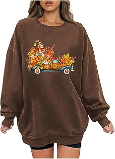 Long Sleeve Sweatshirts for Women UK Halloween Costumes for Women 2023 Pumpkin Printed Fit Sweatshirts Fall Crewneck Pullover Sweatshirts Ladies Solid Color Shirts Fashion Graphic Sweatshirts