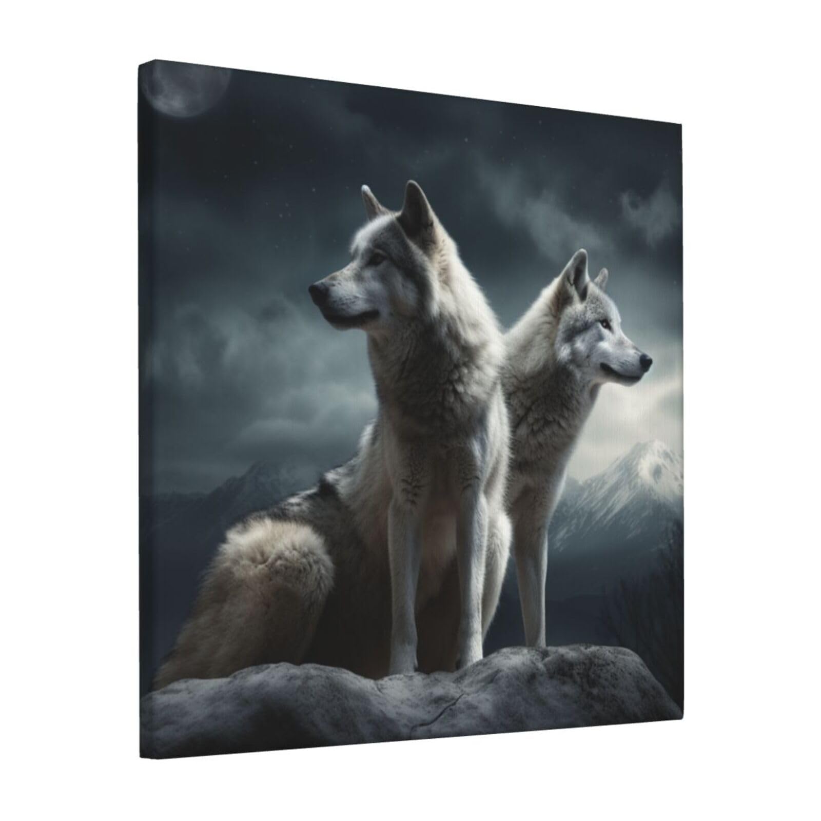 FodPand wolf at night Canvas Wall Art for Living Room Wall Decor 12"x12" Modern Artwork Painting Pictures Hanging Canvas Prints Aesthetic Wall Art for Bedroom Bathroom Office Wallart Decor