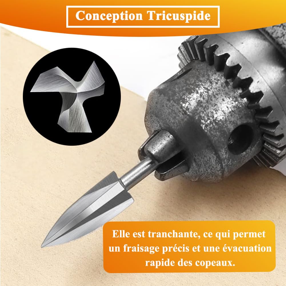 Teocpai 5 Piece Wood Carving Bits with 1/8 Inch Shank Wood Carving Set for Rotary Tool Wood Engraving Craft Carving Drilling - Image 4