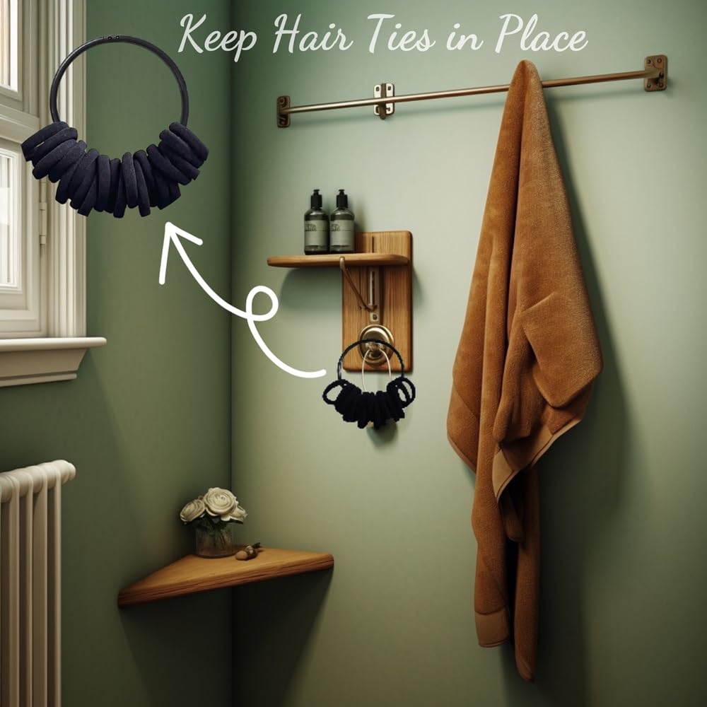 Elastici per capelli morbidi, in cotone nero, senza cuciture, con anello organizer gratuito, fasce per capelli di alta qualità per donne, uomini e ragazze (200, nero)