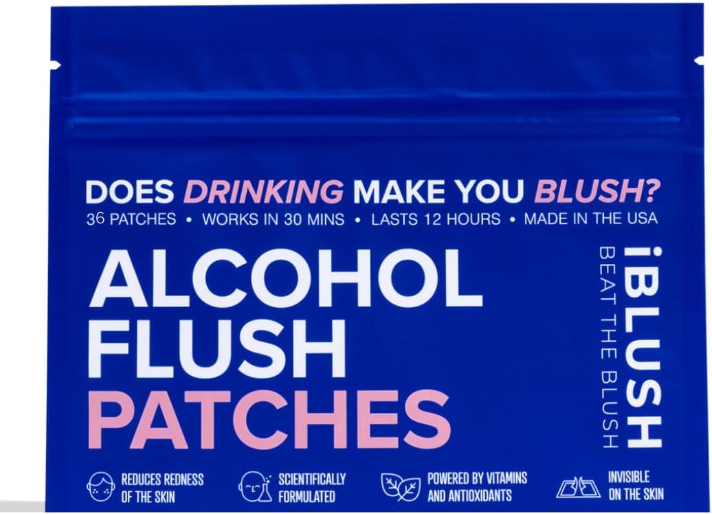 Alcohol Flush Patches – Discreet, Easy-to-Wear Support for Redness & Drinking Discomfort | Non-Ingestible Option for Asian Glow & Alcohol Sensitivity | 36 Patches