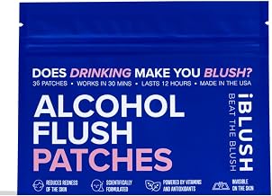 Alcohol Flush Patches – Discreet, Easy-to-Wear Support for Redness & Drinking Discomfort | Non-Ingestible Option for Asian Glow & Alcohol Sensitivity | 36 Patches