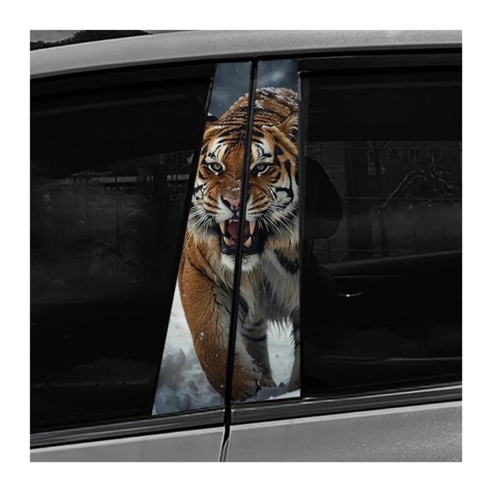 Decorative Items 2PCS Auto Center Pillar Sticker Tiger Waterproof Car B-Pillar Vinyl Decals(D)