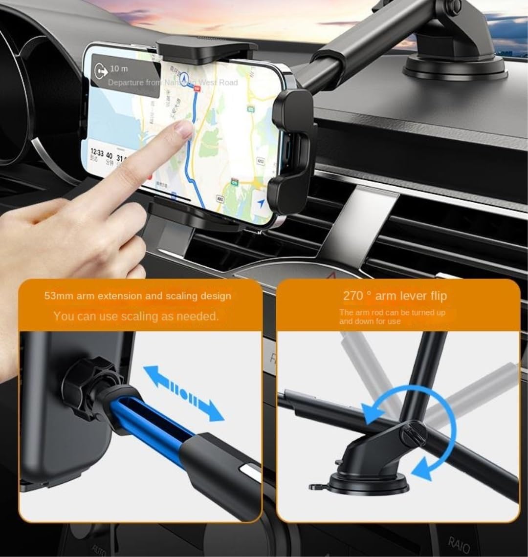 Soporte Móvil Soporte De Teléfono Apto para Conductores Camiones Automóviles Mejorados Universales Tablero Manos Libres Breeze Vent Móvil para Coche(A)