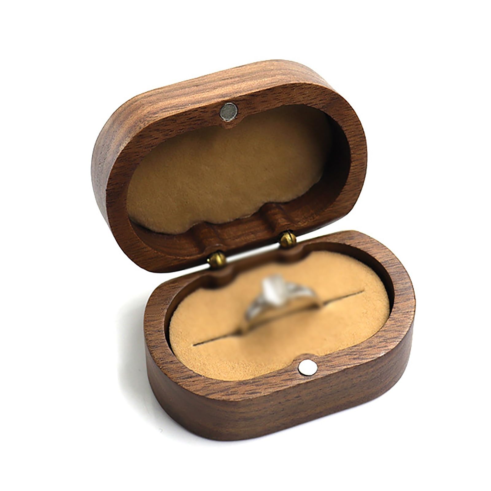DUMRALBQE Wooden Ring Box Vintage Wooden Necklace Earring Ring Box Velvet Storage Boxes for Storage and Placement(Champagne)
