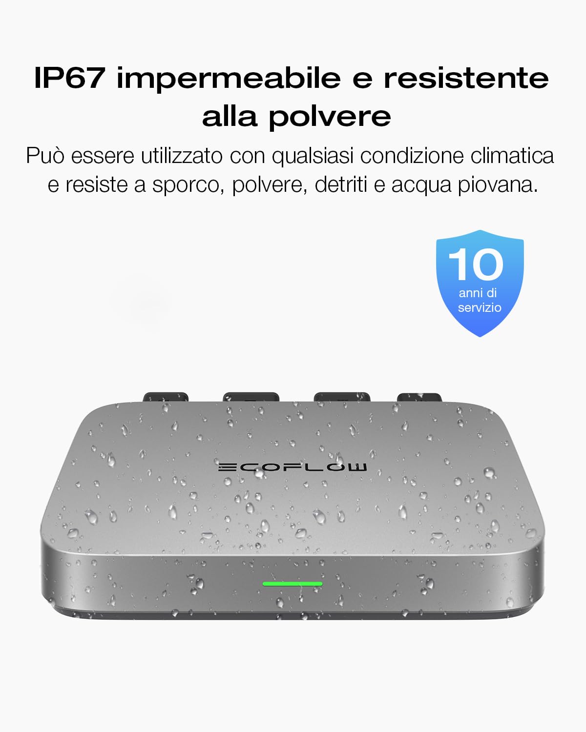 EcoFlow PowerStream Micro inverter 600 W, aggiornamento gratuito a 800 W, inverter solare intelligente Wi-Fi per centrali elettriche da balcone, inverter PV per 2 pannelli solari, IP67