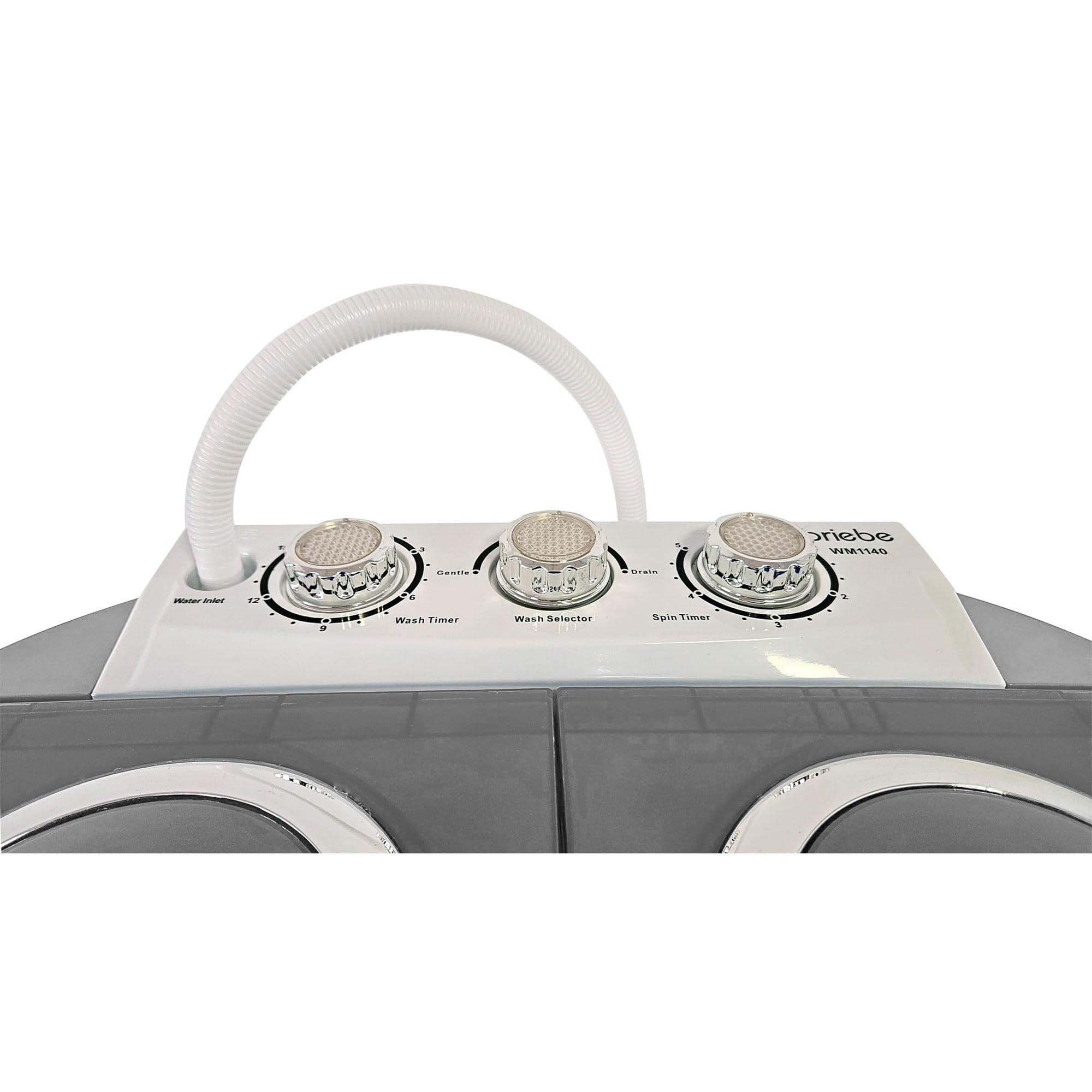briebe Camp Mini-Waschmaschine, Tragbar, mit Schleuder, Camping, Kapazität 3 kg, Ideal für Reisen, Wohnwagen, Wohnmobile, Kleine mit 2 Fächern, Geringer Wasser- und Energieverbrauch, Grau/Weiß