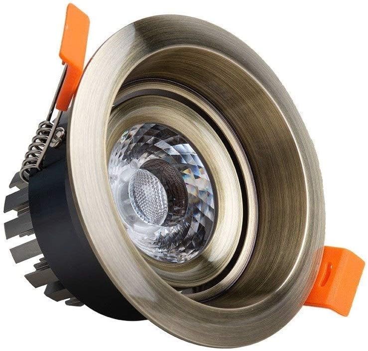 Spotlight，Round 3W 5W 7W Downlights Rotatable Adjustable Energy Saving Led Recessed Ceiling Lampanti-Glare Noboscopic Aluminum Alloy Recessed Spotlight Outdoor Lights/White Light/7W