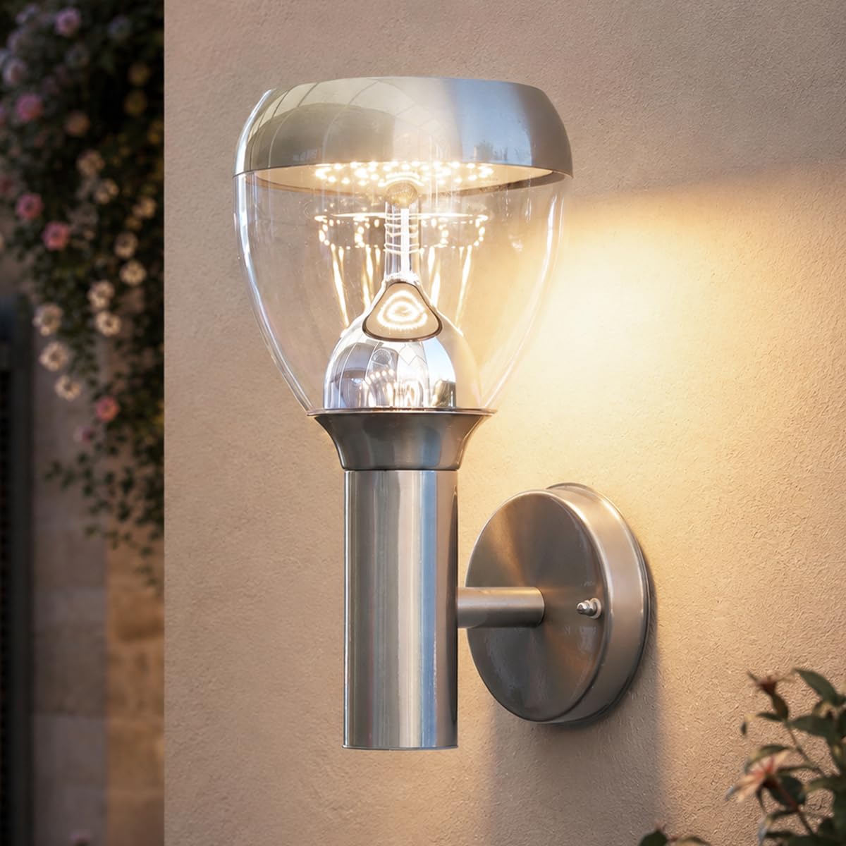 Exterior de acero inoxidable lámpara de pared NBHANYUAN con acabado plata premium de 1000LM