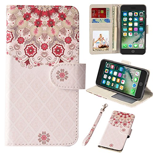 Urspeedteklive Iphone Se 2022 /Iphone Se 2020 /Iphone 7 /Iphone 8 Premium Pu Leather Funny Pattern Flip Wallet Case Cover W/Card Slots & Stand For Iphone Se 2022/2020, Iphone 7/8 4.7 Inch,Floral #TOP4
