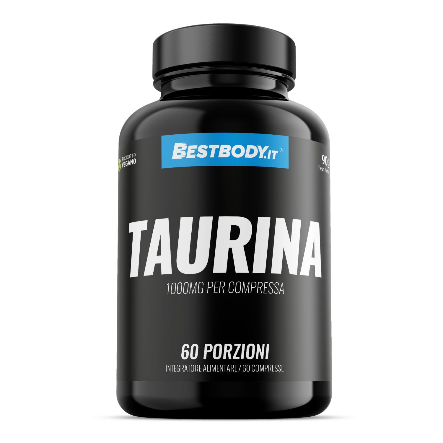 BestBody - Taurina 1000 mg - Supporta la Concentrazione e Contrasta la Fatica Muscolare, Supporto in Palestra e Sportivi, 60 Compresse