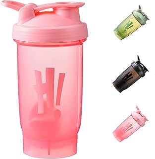 yenlk Botella mezcladora de proteínas con bola mezcladora de acero inoxidable, sin BPA y DEHP, tapa abatible a prueba de fugas, botella mezcladora de proteínas y suplementos, 700 ml, color rosa