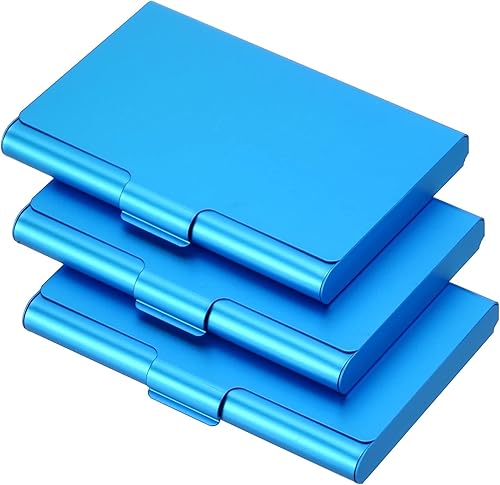 PATIKIL Tarjetero de visita, paquete de 3 fundas de metal de aluminio para tarjetas de identificación, tarjetas de crédito, color negro