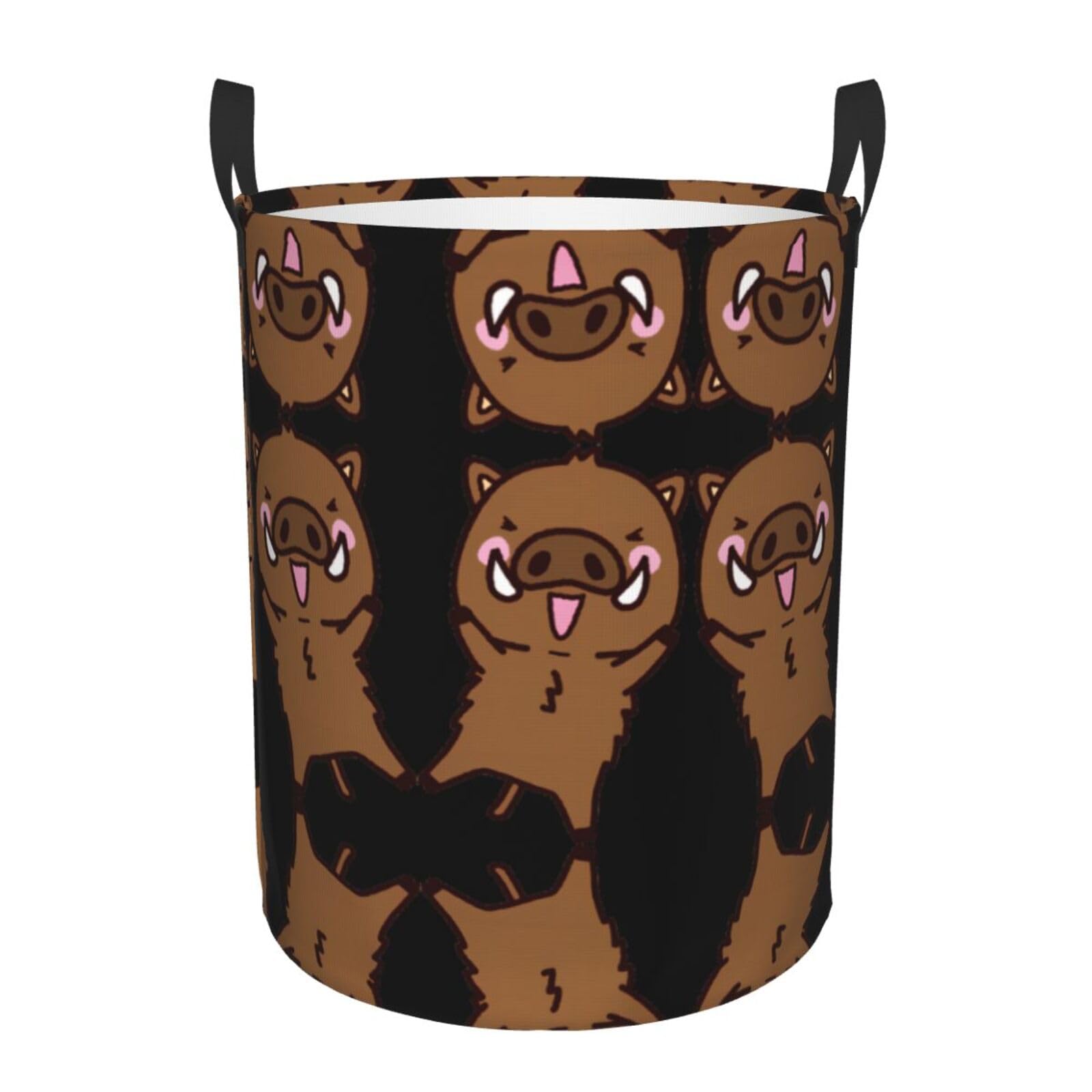 S Circular Hamper Jumping boar animation Print for Dirty Clothes