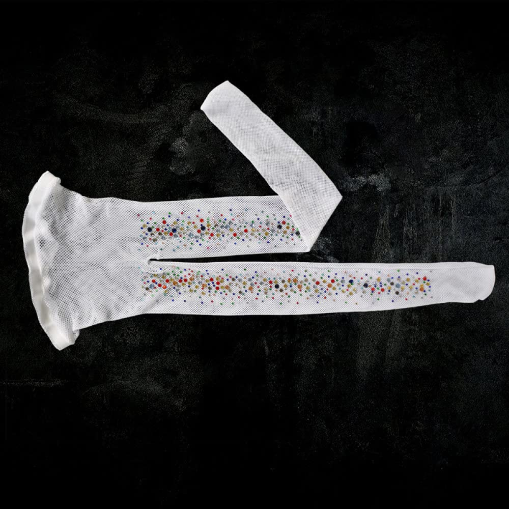 Calze a Rete da Donna - Collant da Donna Sexy con Strass Collant a Rete Estivi con Diamanti Lucidi Calze Trasparenti Bling Fashion Party (Bianco)