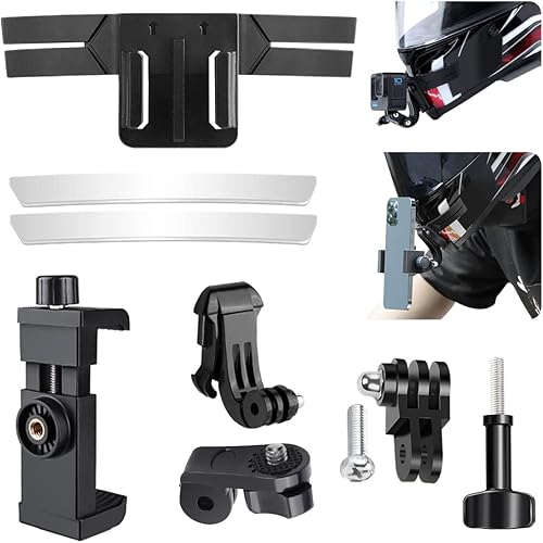 Kit de montaje de barbilla para casco de motocicleta, compatible con adaptador Go Pro y soporte de teléfono para Go Pro Hero 11 10 9 8 7 negro y más