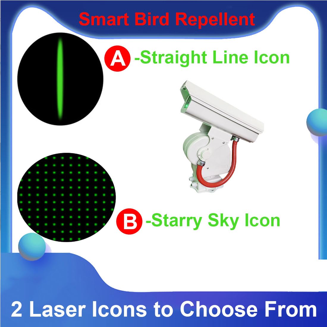 Automatic Bird Chaser Bird Deterrent Bird Repellent Devices Green Light Bird Scare Bird Protection Keep Pigeon Sparrow Starling Away Seagull Repeller B
