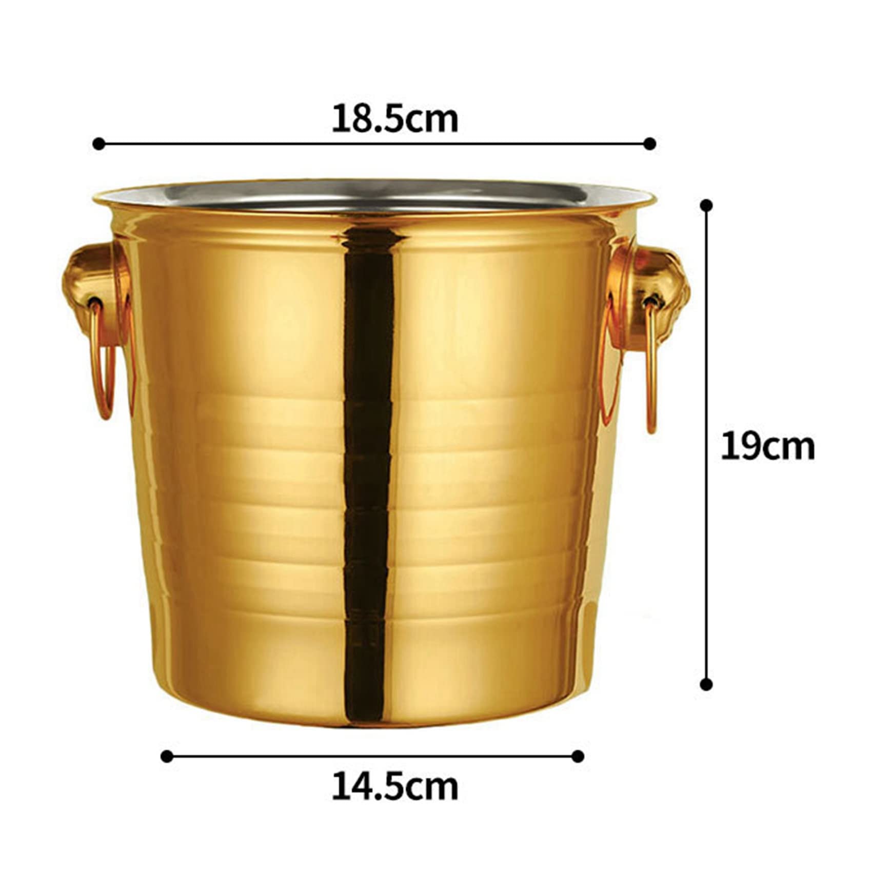 4 Pieza 3L Cubo de Hielo de Acero Inoxidable con Cabeza de Grueso Cubo de Hielo para Fiesta (Dorado)