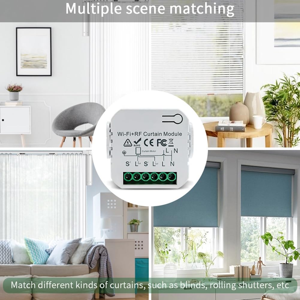 Booso Tuya Smart Curtain Switch WiFi 433Mhz Módulo de Control de Persianas Enrollables con Control Remoto para Persiana Enrollable Eléctrica