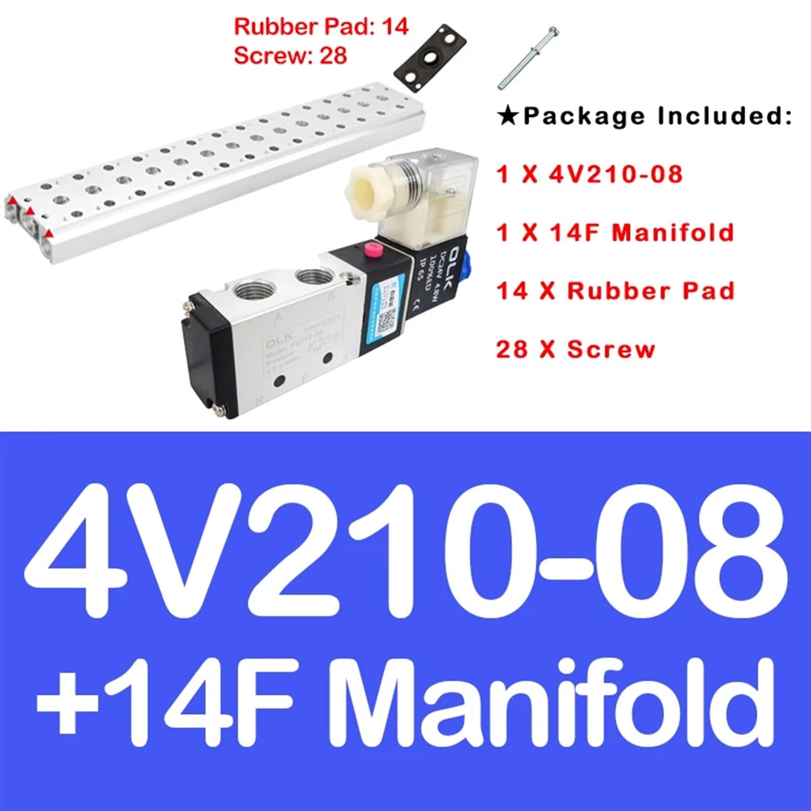 4V210-08 Solenoid Valve Manifold 200M Series 1F~20F Position Coupling PC Pneumatic Connector Muffler(4v210-08 14f)