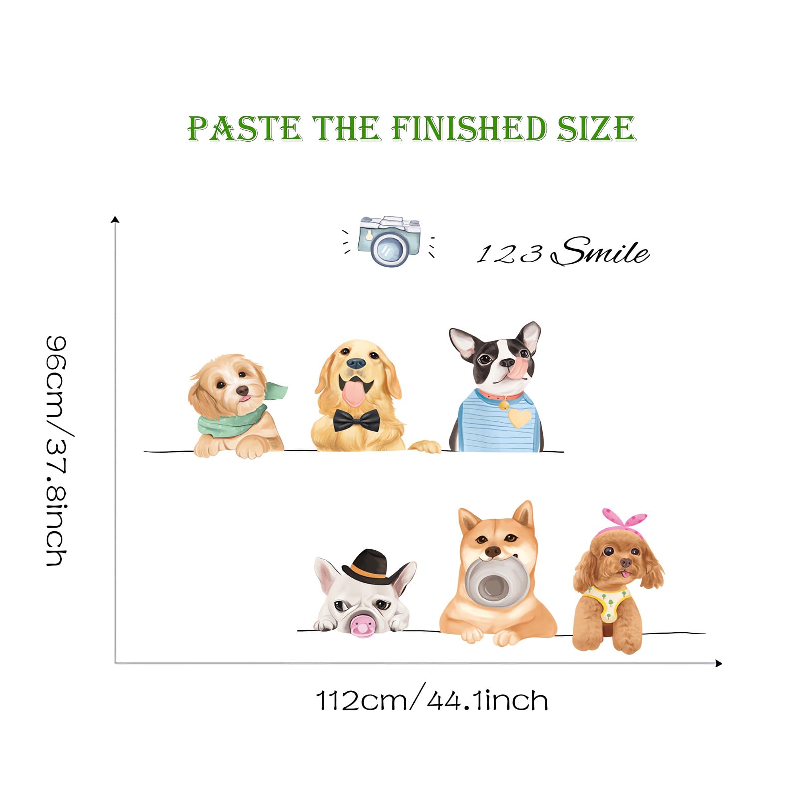 Calcomanías De Pared De Seis Razas De Cachorros, Diseño De Animales De Dibujos Animados De Sacinora Dog, Calcomanías De Pared Extraíbles De Vinilo Para Despegar Y Pegar Para Sala De Estar